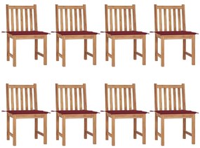 Καρέκλες Κήπου 8 Τεμαχίων από Μασίφ Ξύλο Teak με Μαξιλάρια