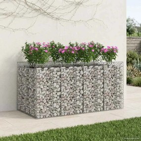 vidaXL Ανασηκωμένο κρεβάτι gabion 2 pcs Ασημί