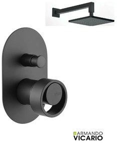 Almar Black Matt Κεφαλή Ντους 30εκ. Με Μπράτσο Τοίχου&amp;μικτ.εντοιχ.με Εκτροπεα Halo Vicario