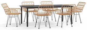 vidaXL Σετ Τραπεζαρίας Κήπου 7 Τεμαχίων από Συνθετικό Ρατάν