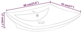 Νιπτήρας Πολυτελής Ορθογώνιος με Οπή Υπερχείλισης/Βρύσης Κεραμικός - Λευκό