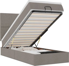 vidaXL Οθωμανικό κρεβάτι με στρώμα Taupe 90x200cm ύφασμα