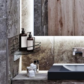 Ράφι μπάνιου γωνιακό Nextdeco μαύρη Υ10xØ19εκ