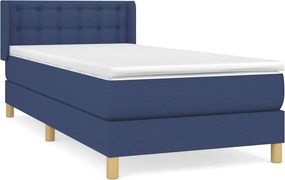 vidaXL Κρεβάτι Boxspring με Στρώμα Μπλε 100 x 200 εκ. Υφασμάτινο
