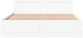 vidaXL Πλαίσιο Κρεβατιού με Κεφαλάρι Λευκό 150x200 εκ Επεξεργ. Ξύλο