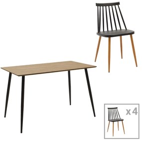Intrahome Τραπεζαρία Aurora-Cuba Intrahome σετ 5τεμ pp-mdf σε μαύρο-sonoma απόχρωση 120x70x76εκ | SKU: INTRAPA-311112135