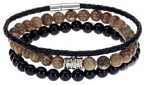 Βραχιόλια Senza Men&#039;s Black Leather &amp; Multicolor Set