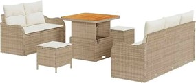 vidaXL Σετ Καναπέ Κήπου με μαξιλάρι 8 pcs Μπεζ συνθετικό ρατάν