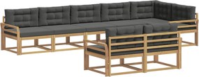 vidaXL Σειρά Καναπέ Εξωτερικού 6 pcs Άσπρο και Ανθρακί Πολυεστέρας