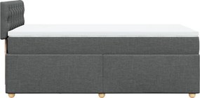 vidaXL Κρεβάτι Boxspring με Στρώμα Σκούρο Γκρι 100x200 εκ. Υφασμάτινο