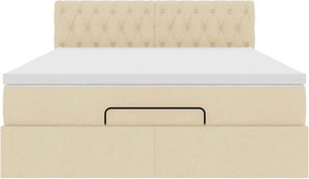 vidaXL Οθωμανικό κρεβάτι με στρώμα Cream 140x190cm ύφασμα