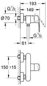 Μπαταρία ντουσιέρας Grohe Eurostyle Cosmopolitan