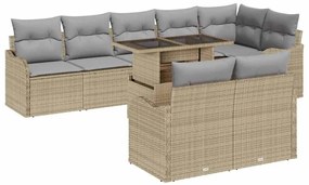 vidaXL Σετ Καναπέ Κήπου 9 pcs Μπεζ 100 x 55 x 73 εκ Πολυ ράταν