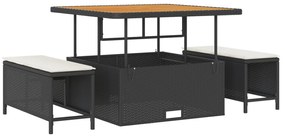 vidaXL 11 κομμάτια σετ καναπέ κήπου με μαξιλάρια μαύρο πολυρατάν