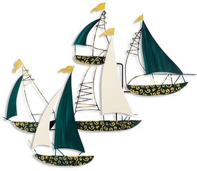 Διακοσμητικό Τοίχου Kadirga 930DYU1191 77x91cm White-Green-Gold Wallity Μέταλλο
