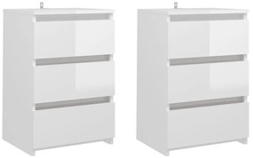 vidaXL Κομοδίνα 2 τεμ. Γυαλιστερό Λευκό 40x35x62,5 εκ. από Επεξ. Ξύλο