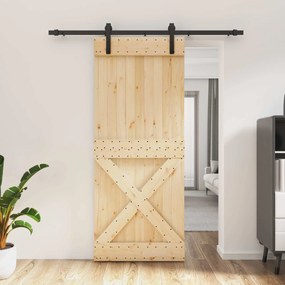 vidaXL Συρόμενη Πόρτα Φυσικό και Μαύρο 85 x 210 cm