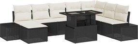 vidaXL Σετ Καναπέ Κήπου με αποθήκευση 9 pcs Μαύρο Πολυ ράταν