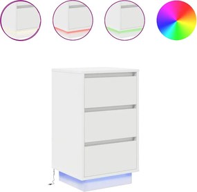 vidaXL Κομοδίνο με φώτα LED Λευκό 38x34x65 cm