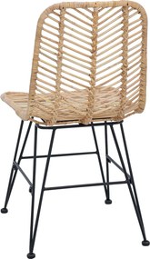 vidaXL Καρέκλα τραπεζαρίας 2 pcs Καλάμι και Σίδερο Φυσικό