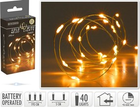 Deco 40 Φωτάκια MicroLED - 1.95 Μέτρα + 10 Εκατοστά σύνδεσης , με χρονοδιακόπτη, Χρυσό συρμάτινο καλώδιο - Θερμό λευκό