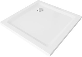Mexen Flat τετράγωνο ντους slim 90 x 90 cm, λευκό, σιφόνι χρώμιο - 40109090
