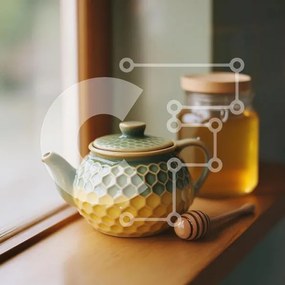 Σετ των 2 Intra Συλλεκτικό Ξύλινο Παζλ Plywood 4mm - Άνετο σκηνικό τσαγιού με τσαγιέρα και μέλι Σε Ξύλινο Κουτί - Διαστάσεις: 10x10 cm – 25 κομμάτια