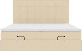 vidaXL Οθωμανικό κρεβάτι με στρώματα Κρέμα 180x200cm ύφασμα