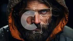 Intra Συλλεκτικό Ξύλινο Παζλ Plywood  4mm - Έντονο πορτρέτο ενός άνδρα με γένια και κουκούλα Σε Ξύλινο Κουτί - Διαστάσεις Puzzle: 10x10 cm – 25 κομμάτια