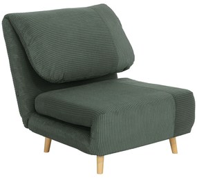 HOMCOM 2-σε-1 πολυθρόνα-κρεβάτι, ρυθμιζόμενο προσκέφαλο, εμφάνιση κοτλέ, 82 cm x 87 cm x 89 cm Πράσινο