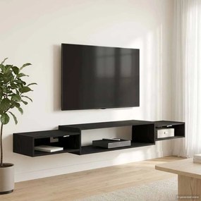 vidaXL Κρεμαστός θρανίο τηλεόρασης Επιτοίχιο Μαύρη Δρυς