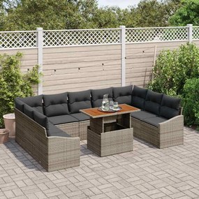 vidaXL Σέτ φαγητού για κήπο 10 pcs Γκρι, Καφέ 100 x 55 x 73 εκ