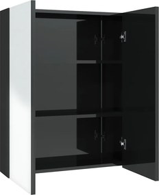 vidaXL Ντουλάπι Μπάνιου με Καθρέφτη 60x15x75 εκ. Λαμπερό Μαύρο από MDF