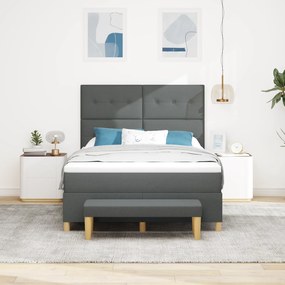 vidaXL Κρεβάτι με Στρώμα και Πάγκο Σκούρο Γκρι 160x200 εκ. Ύφασμα