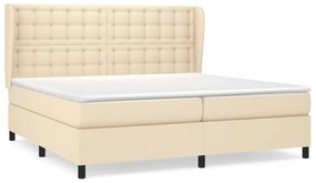 vidaXL Κρεβάτι Boxspring με Στρώμα Κρεμ 200x200 εκ. Υφασμάτινο