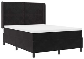 vidaXL Κρεβάτι Box Spring LED με Στρώμα Μαύρο 140 x 200 cm Βελούδο