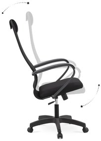 Καρέκλα γραφείου Prince Megapap με ύφασμα Mesh σε χρώμα μαύρο 66,5x70x123/133εκ.