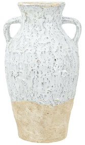 Artekko Bard Λευκό Διακοσμητικό Βάζο από Τερακότα με Μπεζ Λεπτομέρειες (20x20x35)cm Artekko 61189