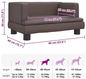 vidaXL Κρεβάτι Σκύλου Καφέ 60 x 40 x 30 εκ. από Συνθετικό Δέρμα