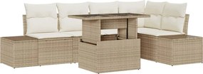 vidaXL Σετ Καναπέ Κήπου με αποθήκευση 6 pcs Μπεζ Πολυ ράταν