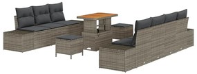 vidaXL Σετ Καναπέ Κήπου με μαξιλάρι 10 pcs Γκρι Πολυ ράταν