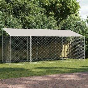 vidaXL Κλουβί σκύλου Ασημί 600 x 200 x 256 εκ. Επικαλυμμένος Χάλυβας