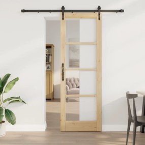 vidaXL Συρόμενη Πόρτα  με Σετ Υλικών 73.5x211 cm Συμπαγές Ξύλο Πεύκου