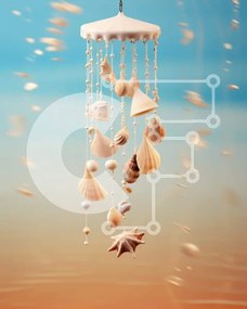 Intra Συλλεκτικό Ξύλινο Παζλ Plywood  4mm - Wind Chime με κοχύλια και αστερίες Σε Ξύλινο Κουτί - Διαστάσεις: 10x10 cm – 25 κομμάτια
