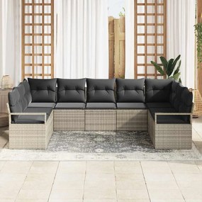 vidaXL Σετ Καναπέ Κήπου 9 pcs Ανοιχτό γκρι Πολυ ράταν
