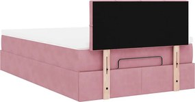 vidaXL Οθωμανικό κρεβάτι με στρώμα ροζ 120x200cm Velvet