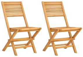 Καρέκλες Κήπου Πτυσσόμενες 2 τεμ. 47x62x90 εκ. Μασίφ Ξύλο Teak - Καφέ