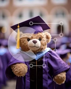 Intra Συλλεκτικό Ξύλινο Παζλ Plywood  4mm - Teddy Bear με ενδυμασία αποφοίτησης Σε Ξύλινο Κουτί - Διαστάσεις Puzzle: 10x10 cm – 25 κομμάτια