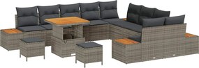 vidaXL Σετ Καναπέ Κήπου με μαξιλάρι 13 pcs Γκρι Πολυ ράταν