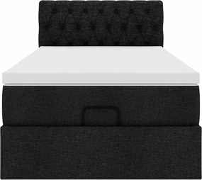 vidaXL Οθωμανικό κρεβάτι με στρώμα Μαύρο 80x200cm Ύφασμα